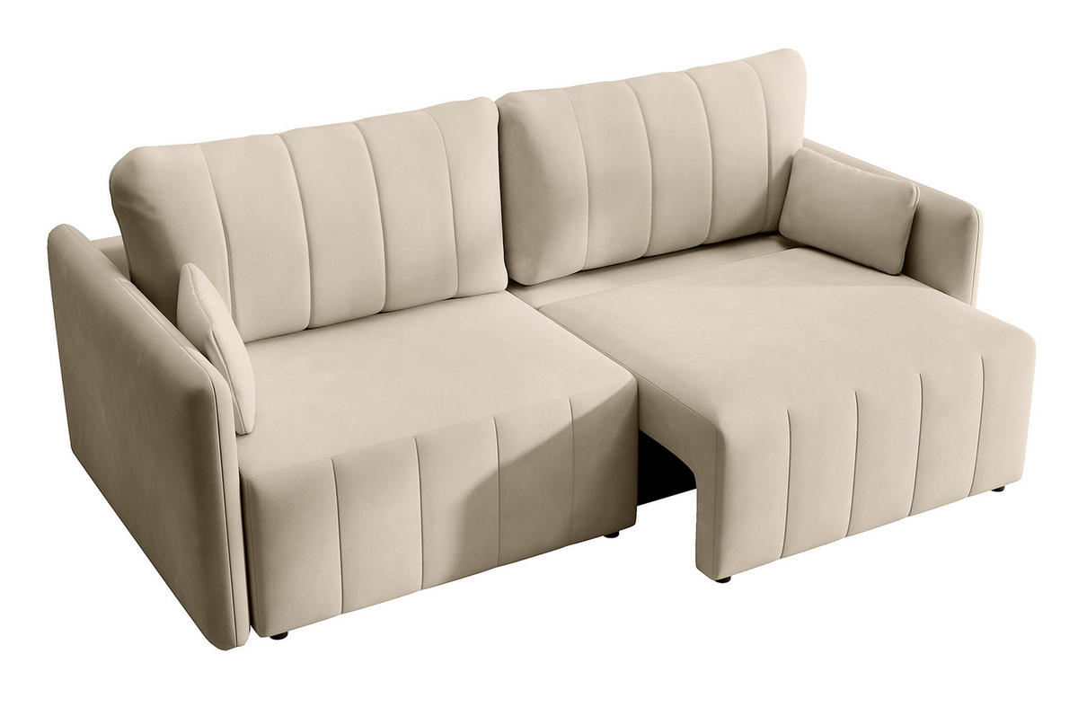SCHLAFSOFA Pierra Cremeweiß hydrophober Samt - Creme/Schwarz, Kunststoff/Textil (215/100/112cm) - Selsey