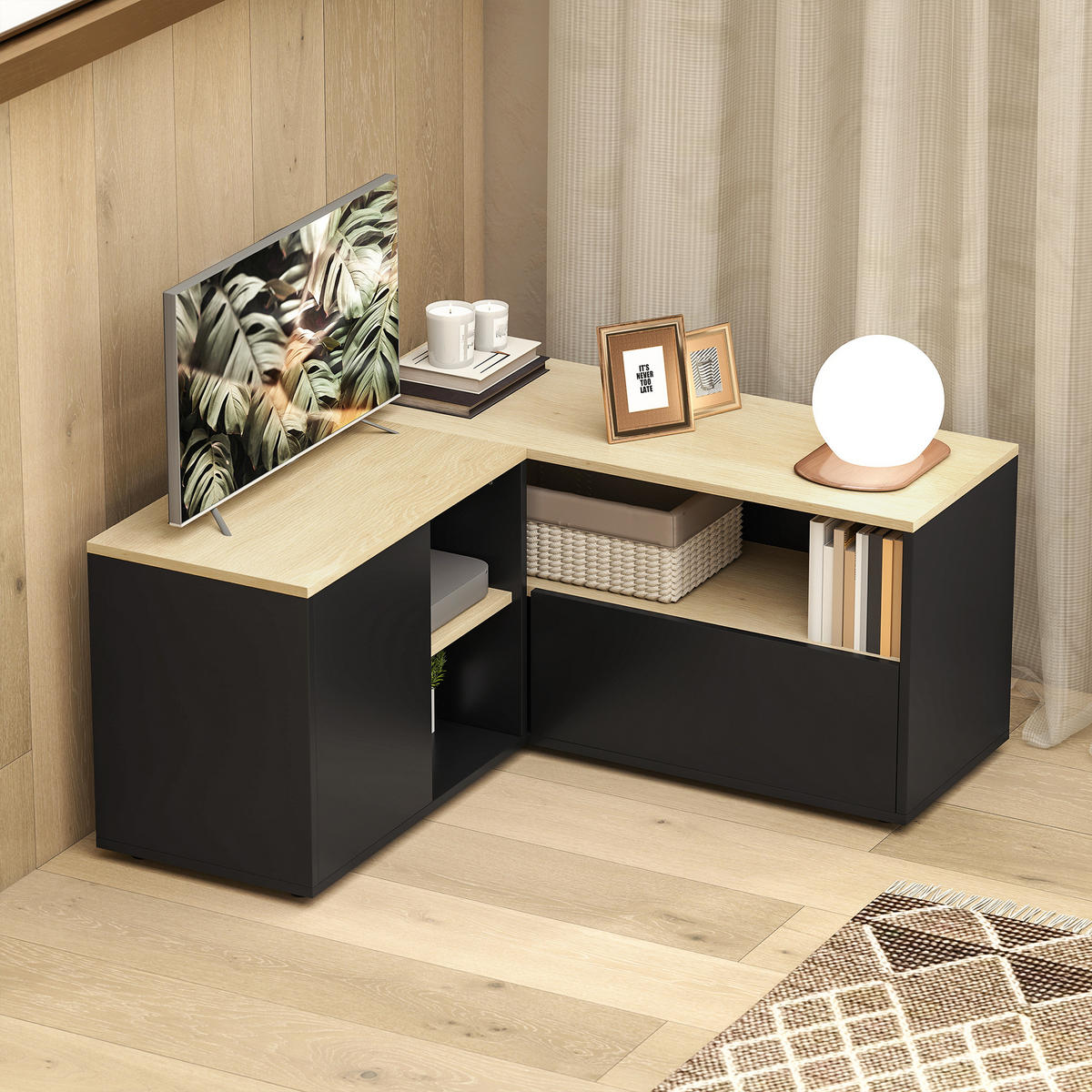 TV-MÖBEL Schwarz 1 Stück - Schwarz, Holzwerkstoff (90/45/90cm) - GiPP