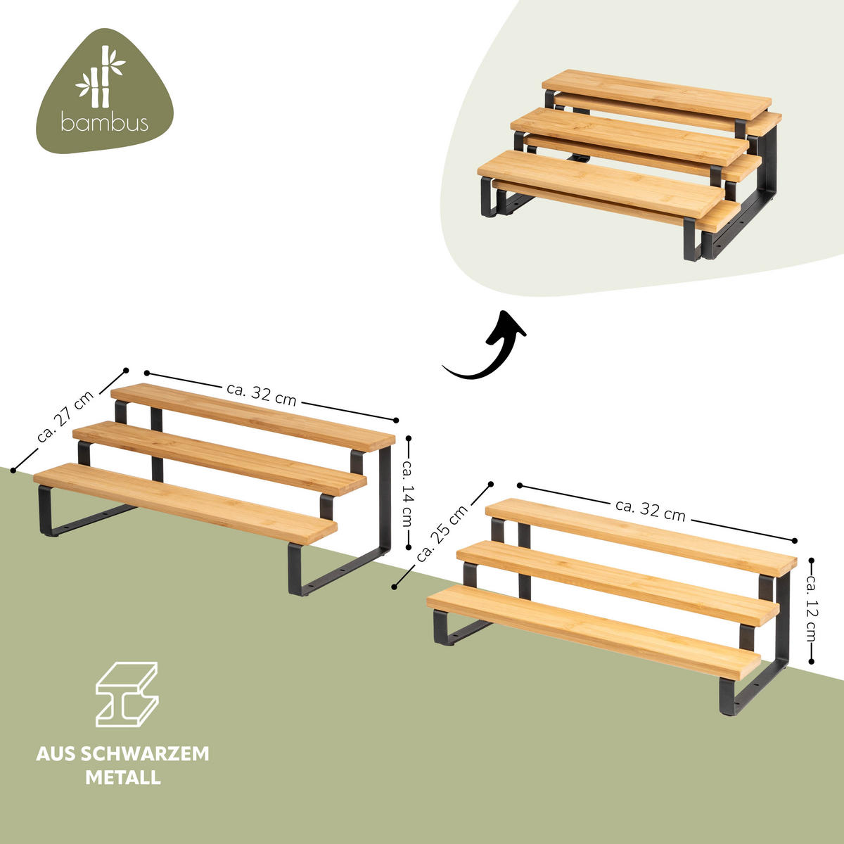 GEWÜRZREGALE 2er-Set, schwarz - Schwarz, Holz (32/14/27cm) - bremermann