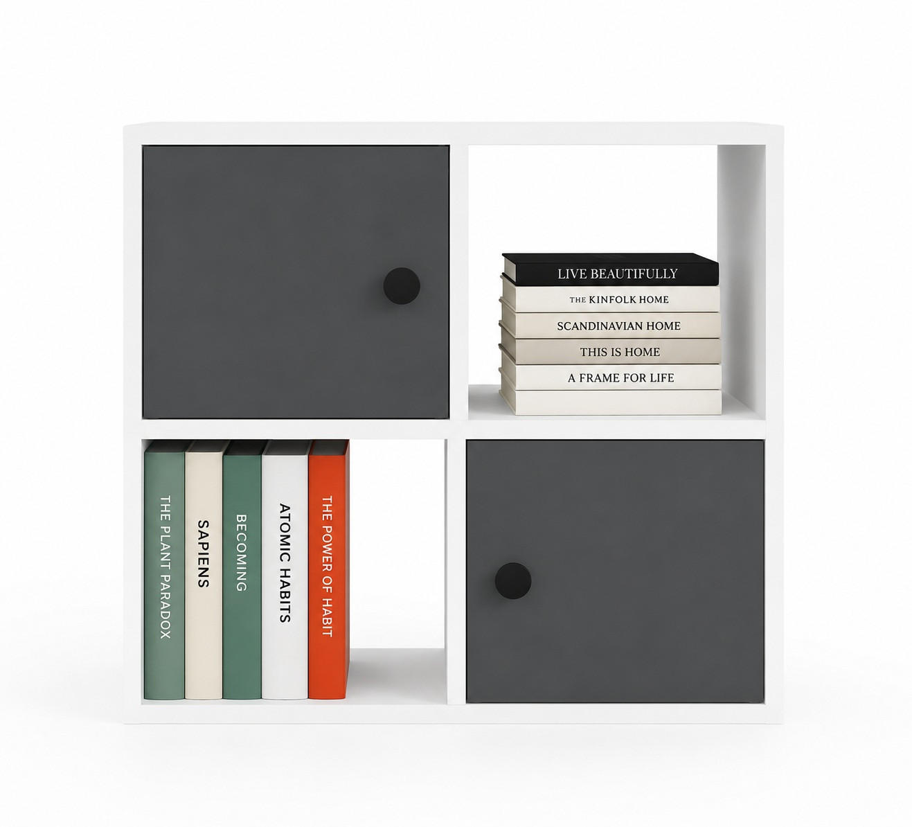 BÜCHERREGAL Tuttle Weiss Anthrazit - Weiß/Grau, Holzwerkstoff (25/63.2/72cm) - Decorotika
