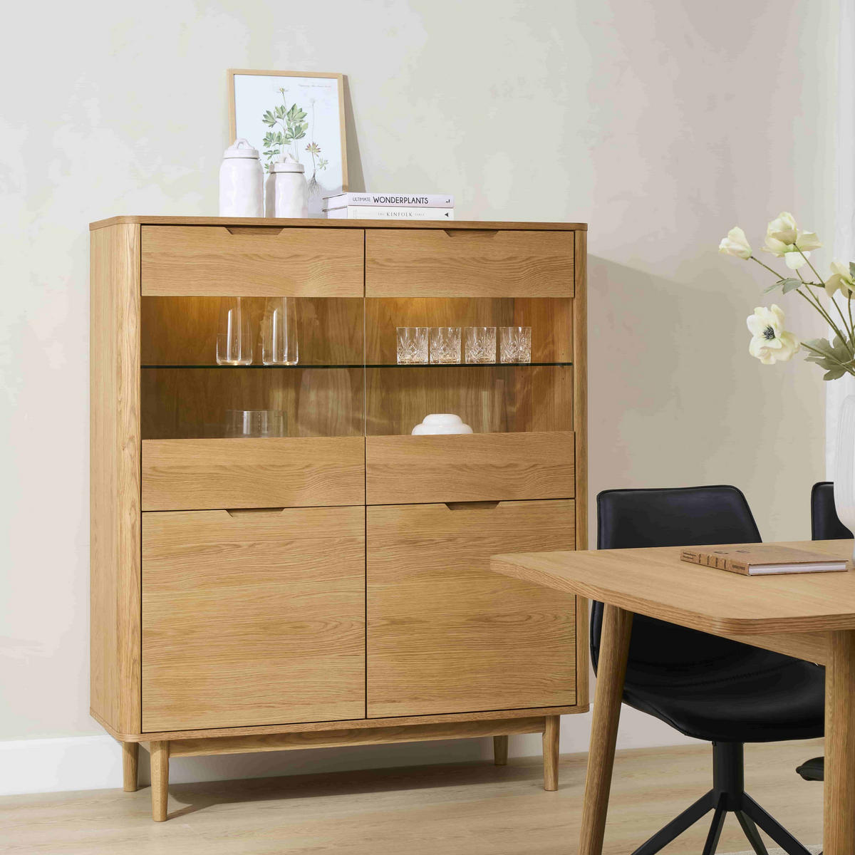 HIGHBOARD Eiche massiv - Eichefarben/Braun, Holz/Holzwerkstoff (123/146/45cm) - Furnhouse
