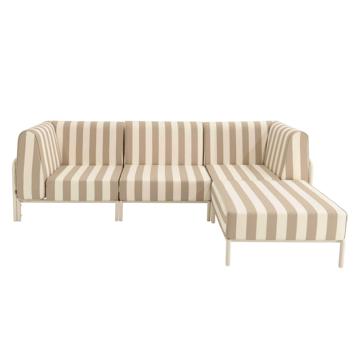GARTENSOFA mit 4 Sitzplätzen, Beige - Beige, Metall - Oviala