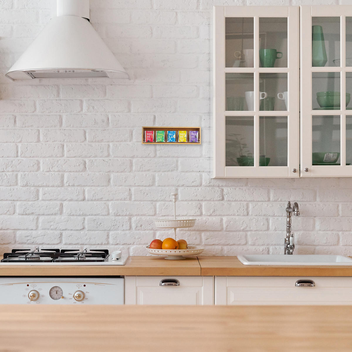 TEEBOX - Hellbraun, Holz/Kunststoff (39/11.5/8cm) - Relaxdays