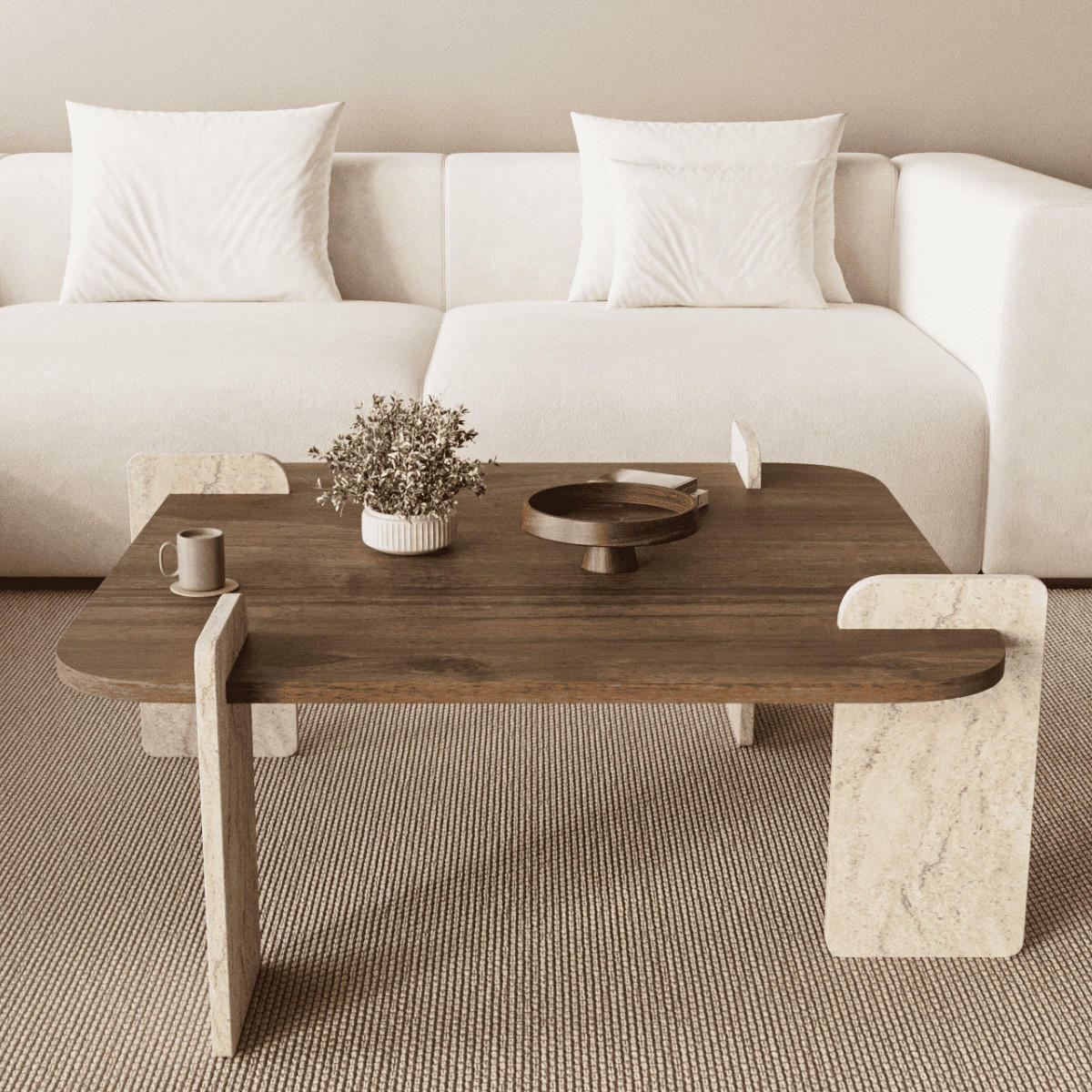 COUCHTISCH mit quadratischer Tischplatte 90/90/35 cm - Eichefarben, Holzwerkstoff (8/90/35cm) - Calicosy