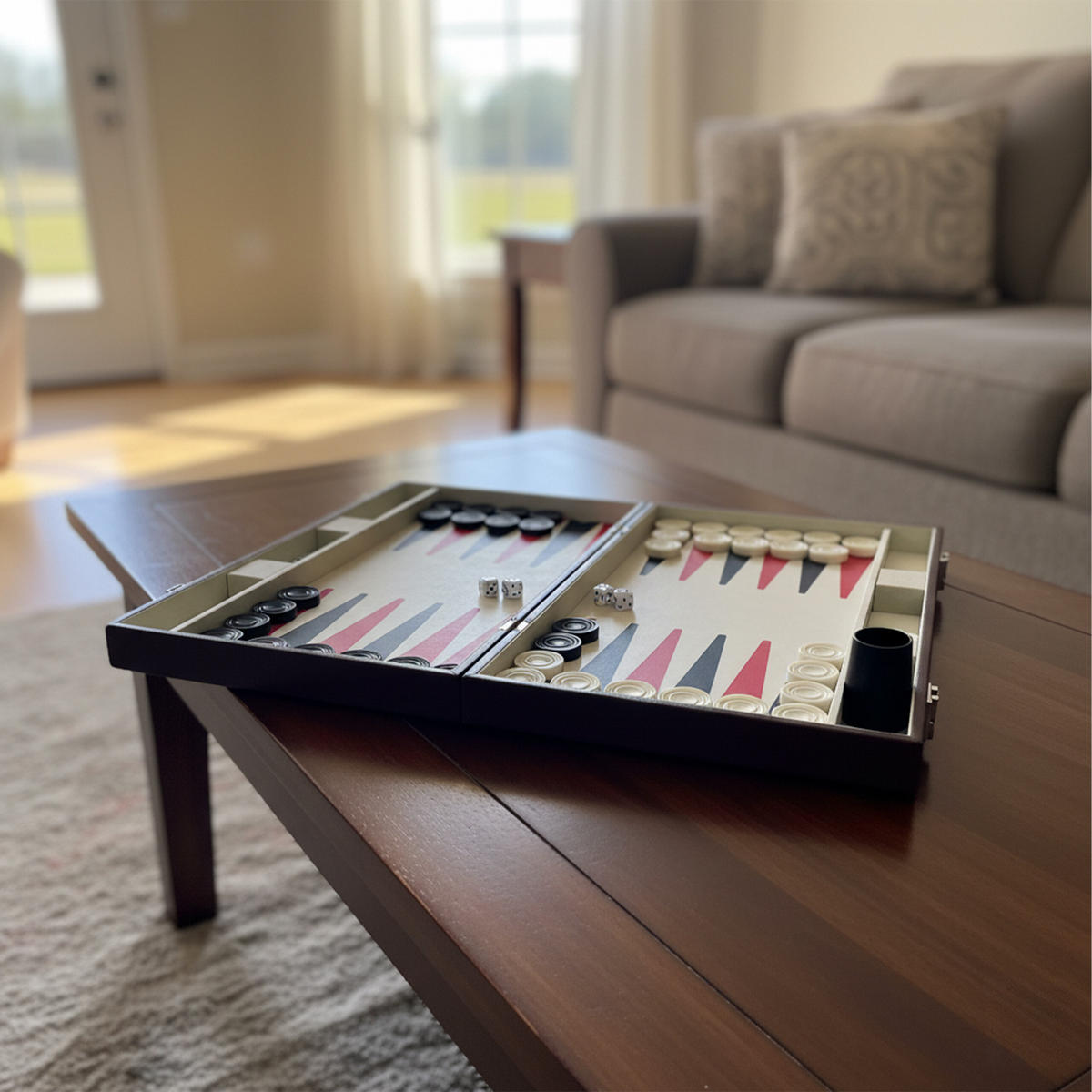 BACKGAMMON-KOFFER - Braun, Holzwerkstoff/Kunststoff (36/23.5cm) - Relaxdays