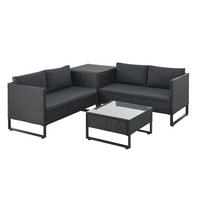 LOUNGEGARNITUR Santorini schwarz / grau - Schwarz, Kunststoff - Juskys