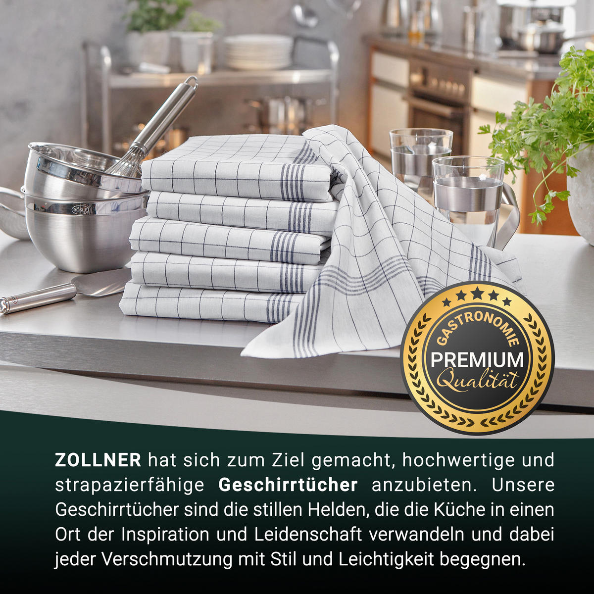GESCHIRRTÜCHER, 10er-Set, 50x70 cm, 100% Baumwolle, Grau - Anthrazit, Textil (50/70cm) - Zollner