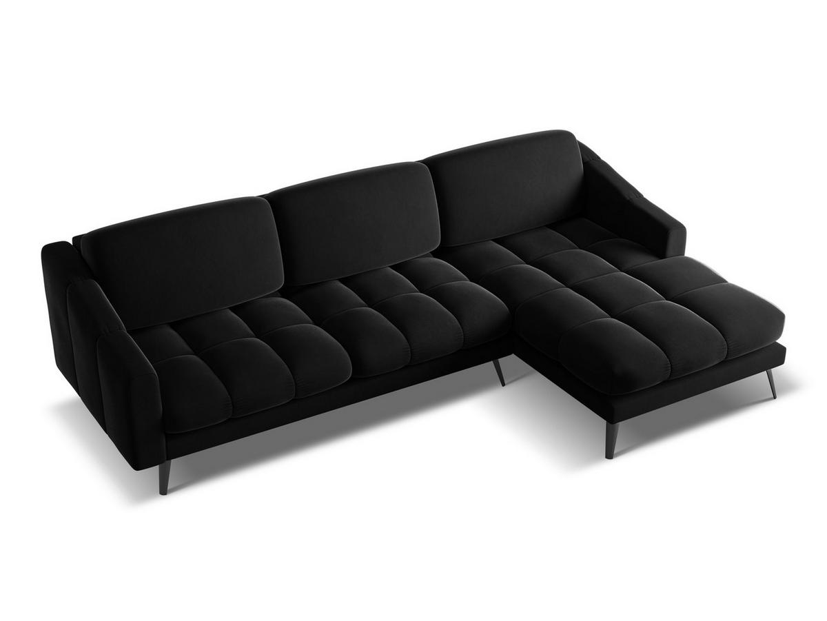 ECKSOFA Rechts Samt Stoff Schwarz - Schwarz, Textil/Metall (264/160cm) - Makamii