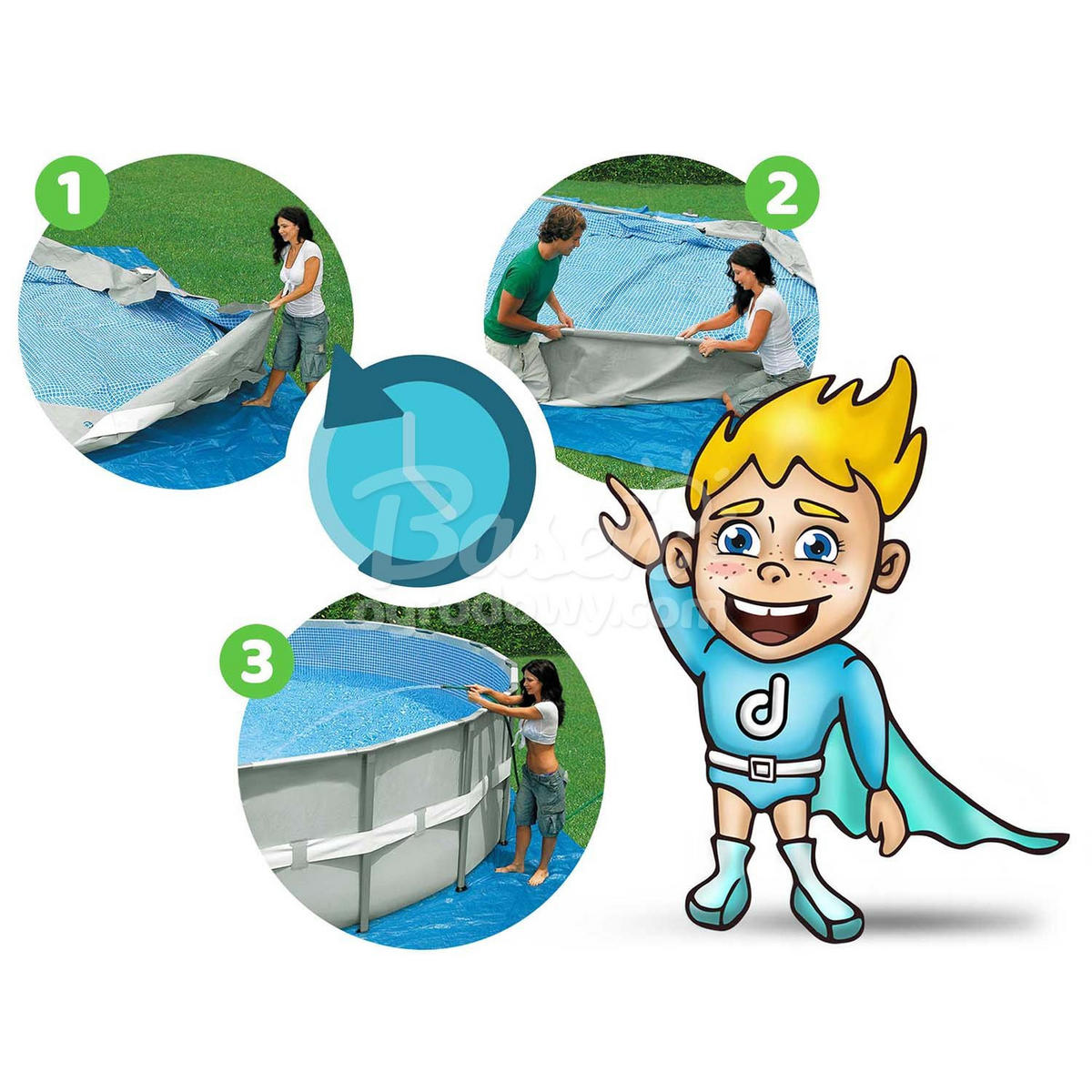 POOL SET 305 x 76 cm, 17in1 - 56408 - Grau, Textil (305/76cm)