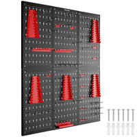 WERKZEUGLOCHWAND Jonah,Belastbarkeit 4 kg pro Platte,schwarz/rot - Rot/Schwarz, Metall (240/60/2cm) - tectake