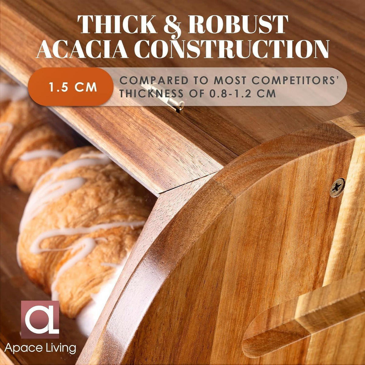BROTKASTEN Akazie mit 2 Regalen 40 cm - Hellbraun, Holz (37/26/40cm)
