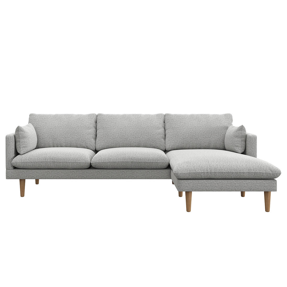 ECKSOFA - Buchefarben/Hellgrau, Holz/Buchenholz (242/150cm) - home24