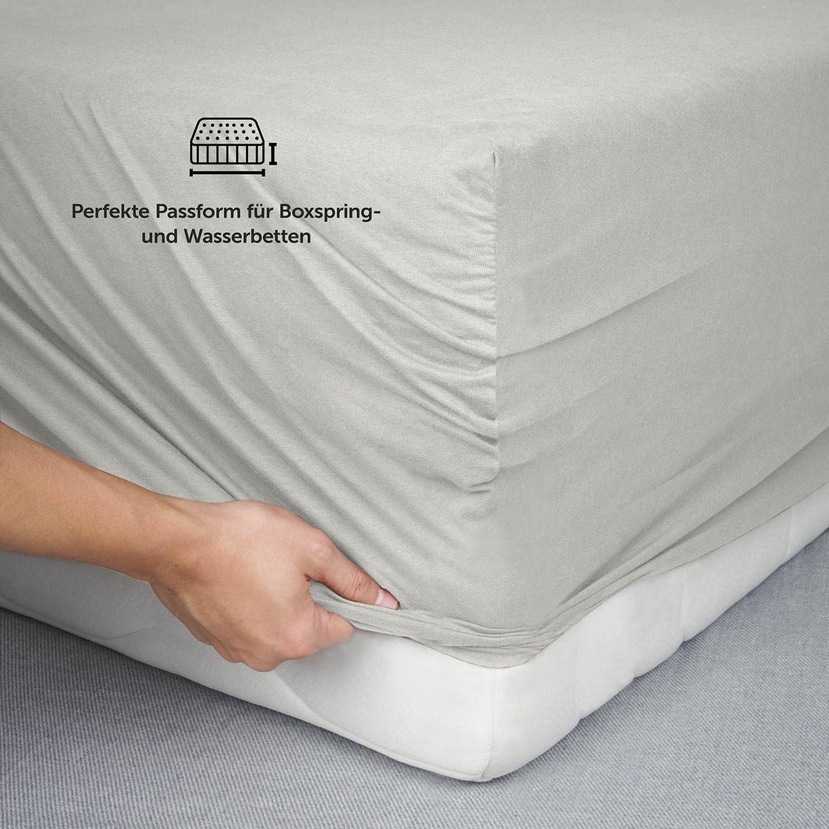 SPANNBETTLAKEN 180/220 cm Hellgrau - Hellgrau, Textil (180/220cm) - Blumtal