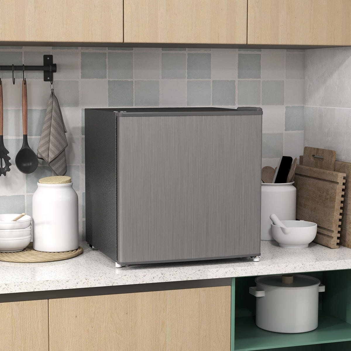 MINI-GEFRIERSCHRANK aus Stahl Kunststoff Grau - Grau, Kunststoff (44.2/48.8/47cm) - HOMCOM