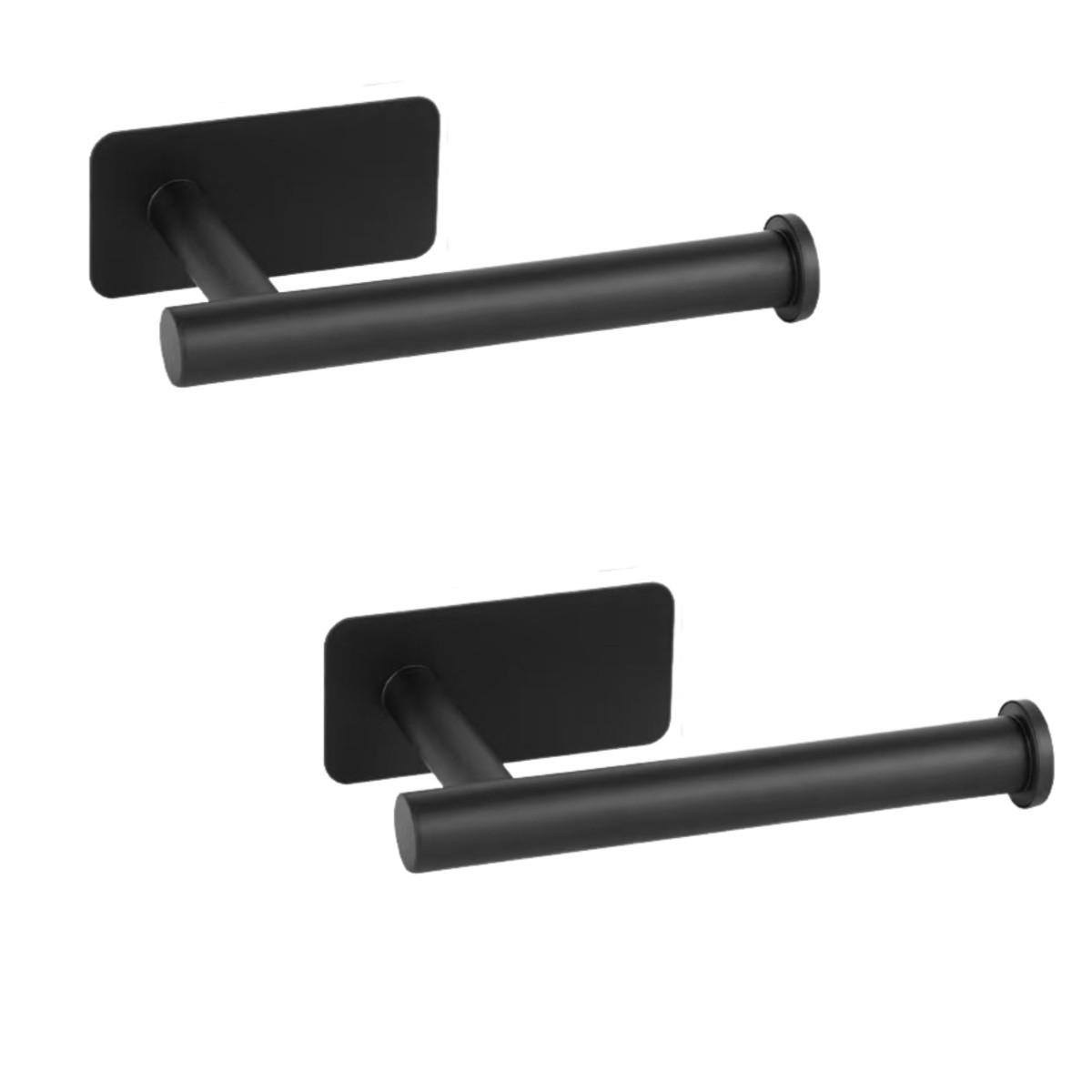 TOILETTENPAPIERHALTER , Edelstahl，Schwarz,Zweierpack - Schwarz, Metall (8.2/4.5/15.8cm) - Authentics