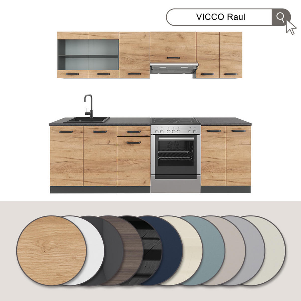 Honigeiche/Beige, Holzwerkstoff (240/81.6/60cm) - Vicco