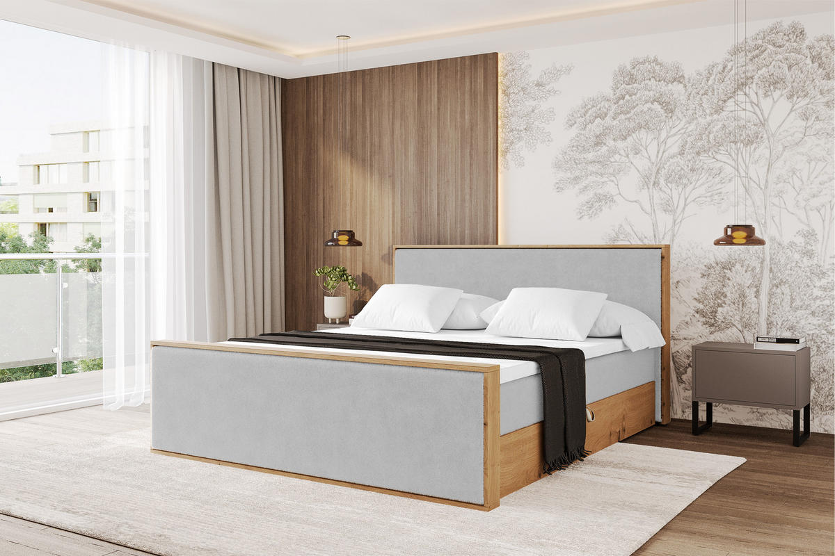 BOXBETT LOLLI9 -Z 200x200 - H4 Hellgrau - Hellgrau, Holzwerkstoff (200/200cm) - ALTDECOR