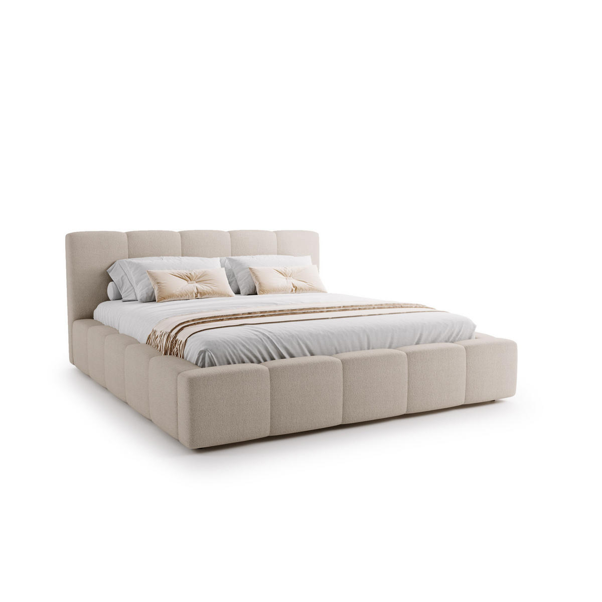 POLSTERBETT mit Bettkasten LARAS 160x200 Creme - Creme, Holzwerkstoff (160/200cm) - Compleo24