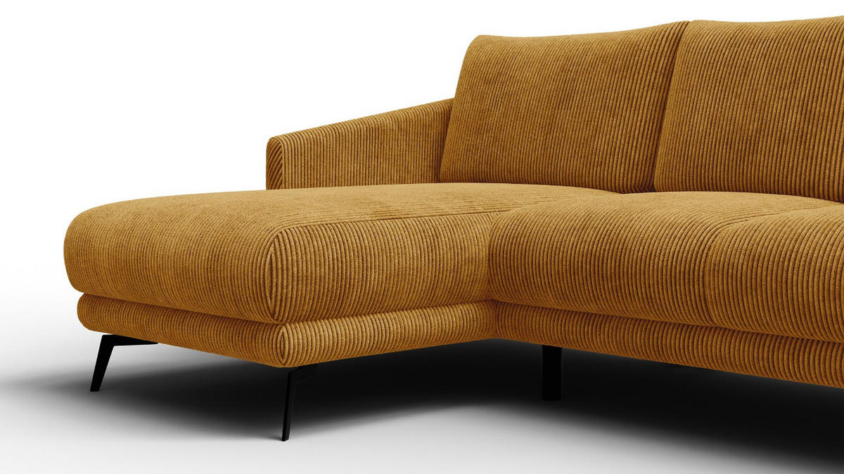 ECKSOFA VILT 3-Sitzer, safran - Gelb/Schwarz, Holzwerkstoff/Textil (221/156cm) - Courtois Laville