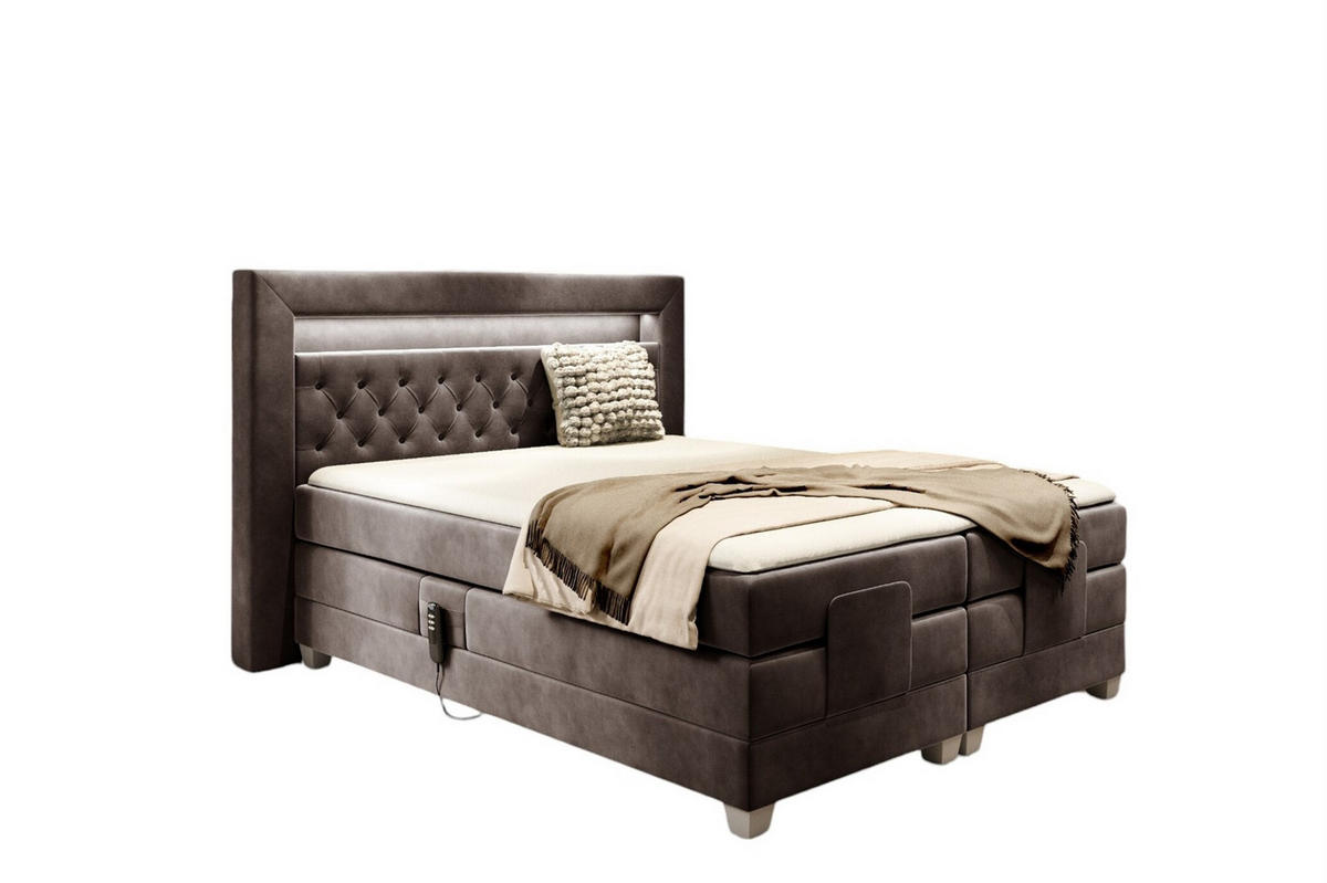 BOXSPRINGBETT Bett Elektrisch Armando - Mokka, Holzwerkstoff/Textil (120/200cm) - Fun Möbel