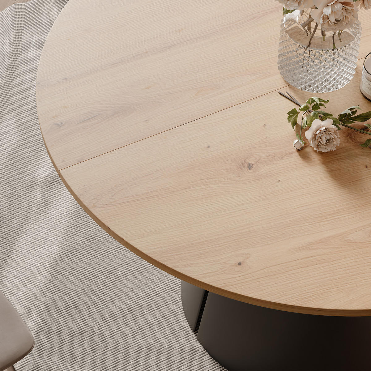 AUSZIEHTISCH BASE 120-196/76 cm, Schwarz / Artisan-Eiche - Schwarz/Eiche Artisan, Holzwerkstoff/Metall (120/120/76cm) - Idohome