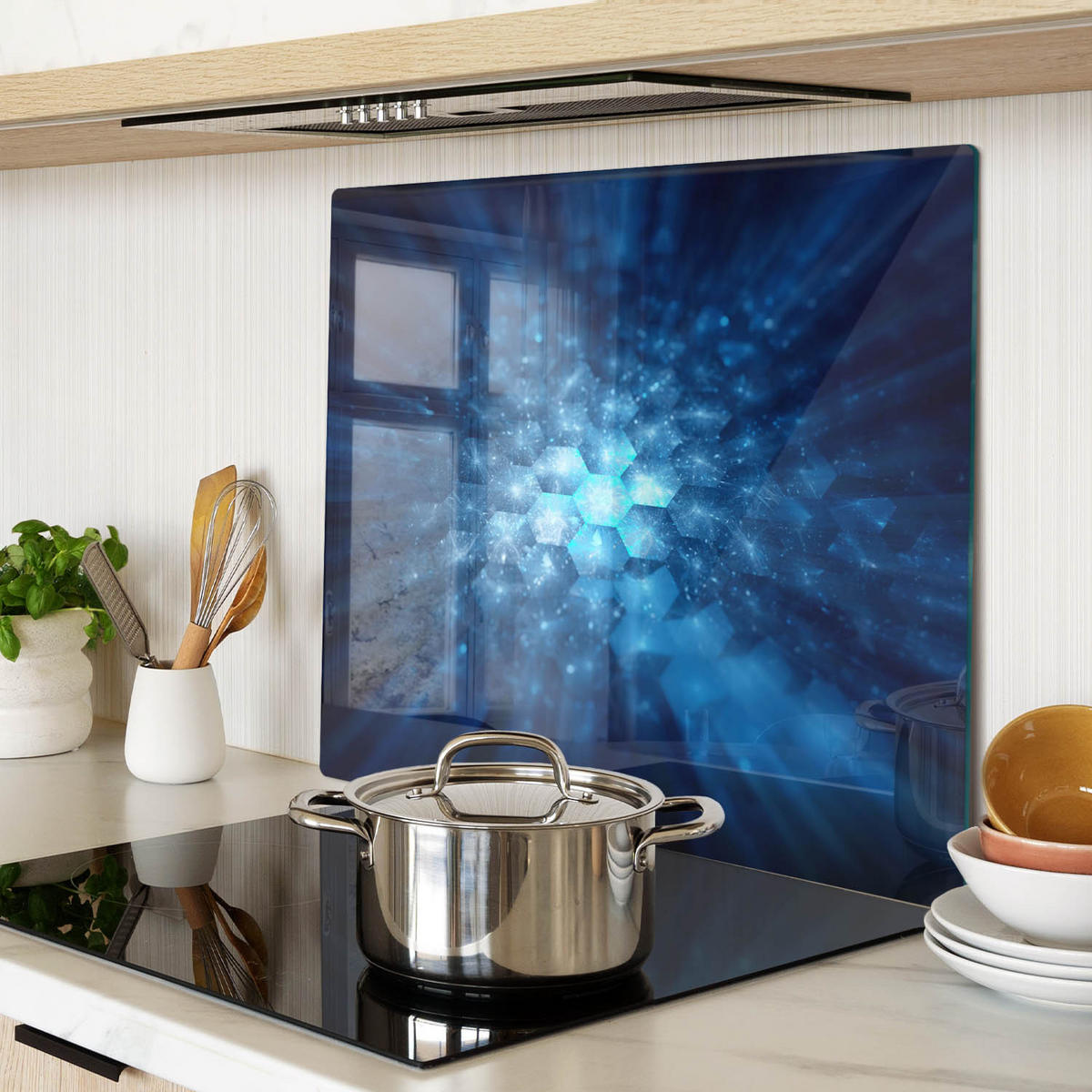 GLASPLATTE 60x52 cm Kristalle - Blau, Glas (60/0.4/52cm) - TULUP