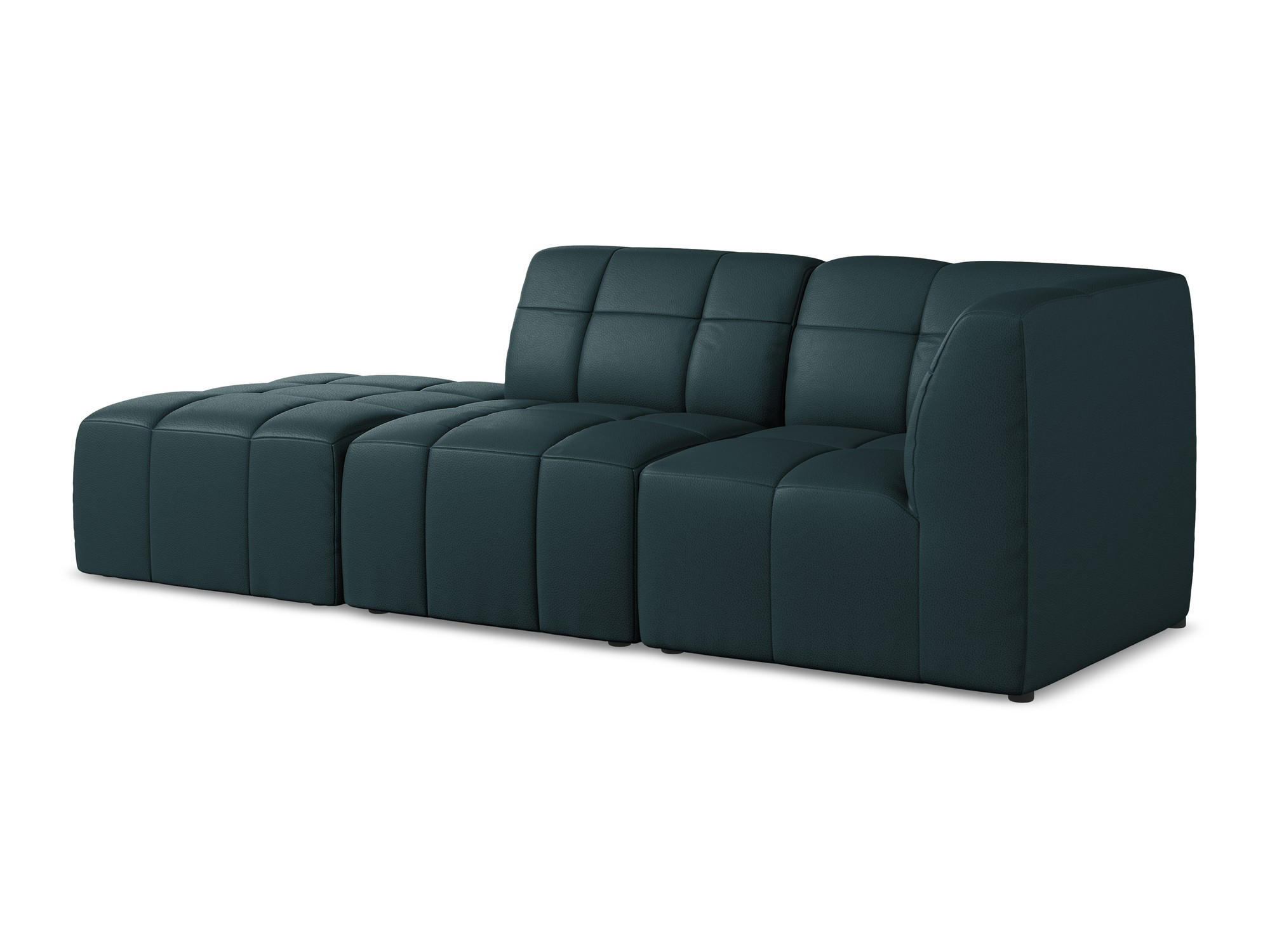 ECKSOFA Links Kunstleder Blau - Petrol/Schwarz, Holzwerkstoff/Kunststoff (240/90cm) - Makamii