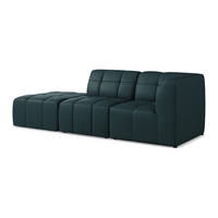ECKSOFA Links Kunstleder Blau - Petrol/Schwarz, Holzwerkstoff/Kunststoff (240/90cm) - Makamii