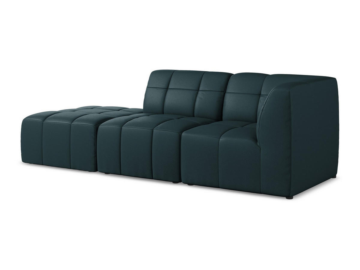 ECKSOFA Links Kunstleder Blau - Petrol/Schwarz, Holzwerkstoff/Kunststoff (240/90cm) - Makamii