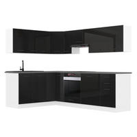 KÜCHE L-Form Janet, mit Arbeitsplatten, Schwarz Hochglanz - Schwarz Hochglanz, Holz (360/204/60cm) - B BELINI GROUP