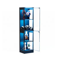 VITRINENSCHRANK mit LED Beleuchtung und Ladestation Schwarz - Schwarz, Glas (40/165/30cm) - PARAFTA HOME