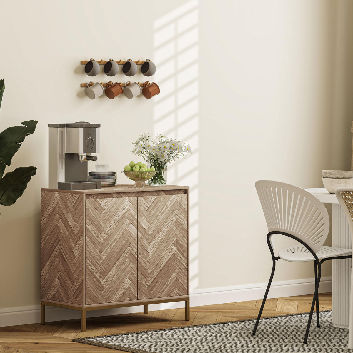 SIDEBOARD Eiche-Nachbildung, 2 Türen, 78/40/78 cm - Naturfarben, Holz (78/78/40cm) - PANGIVO