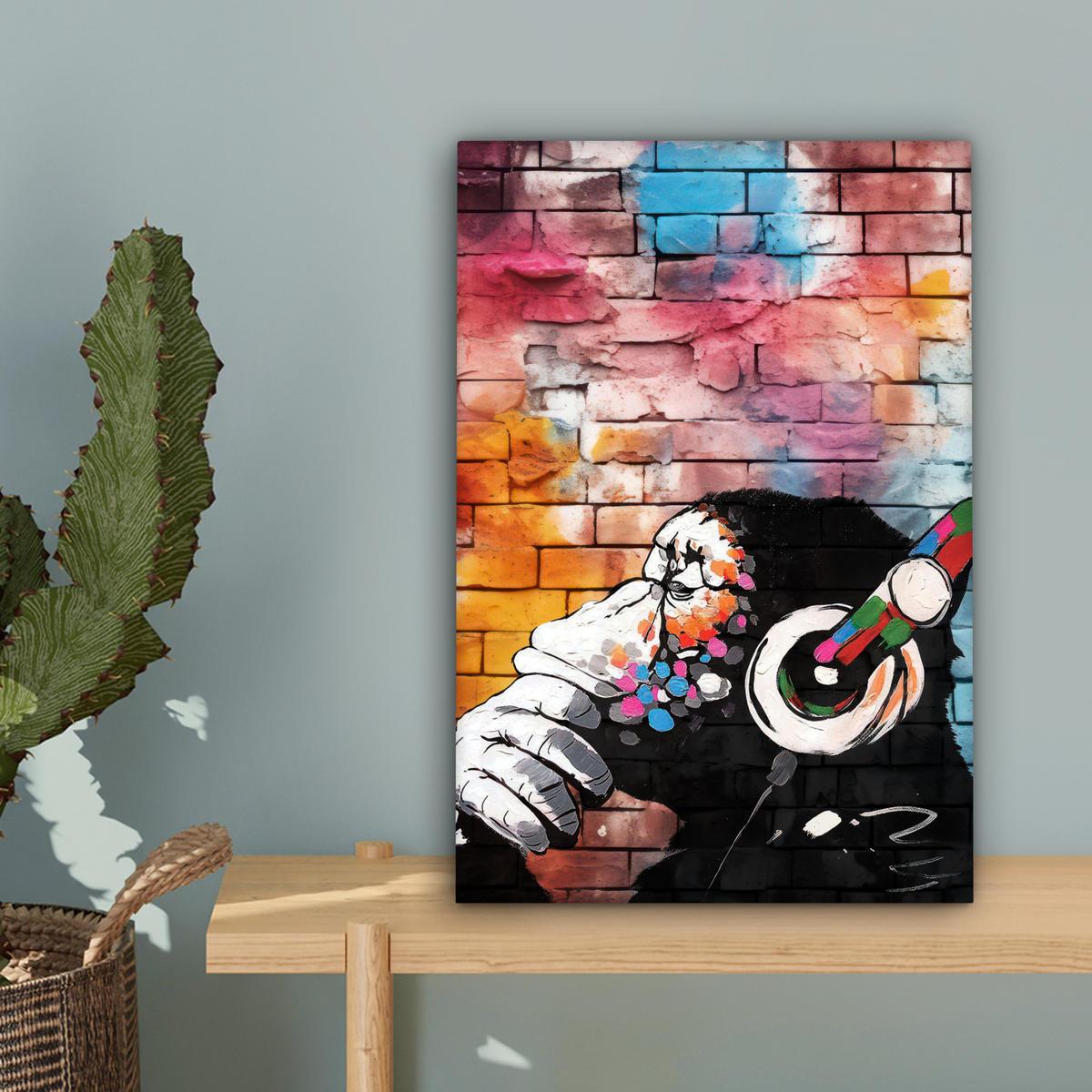 LEINWANDBILD Affe - Graffiti - Musik 20x30 cm - Multicolor, Textil (20/30cm) - MuchoWow