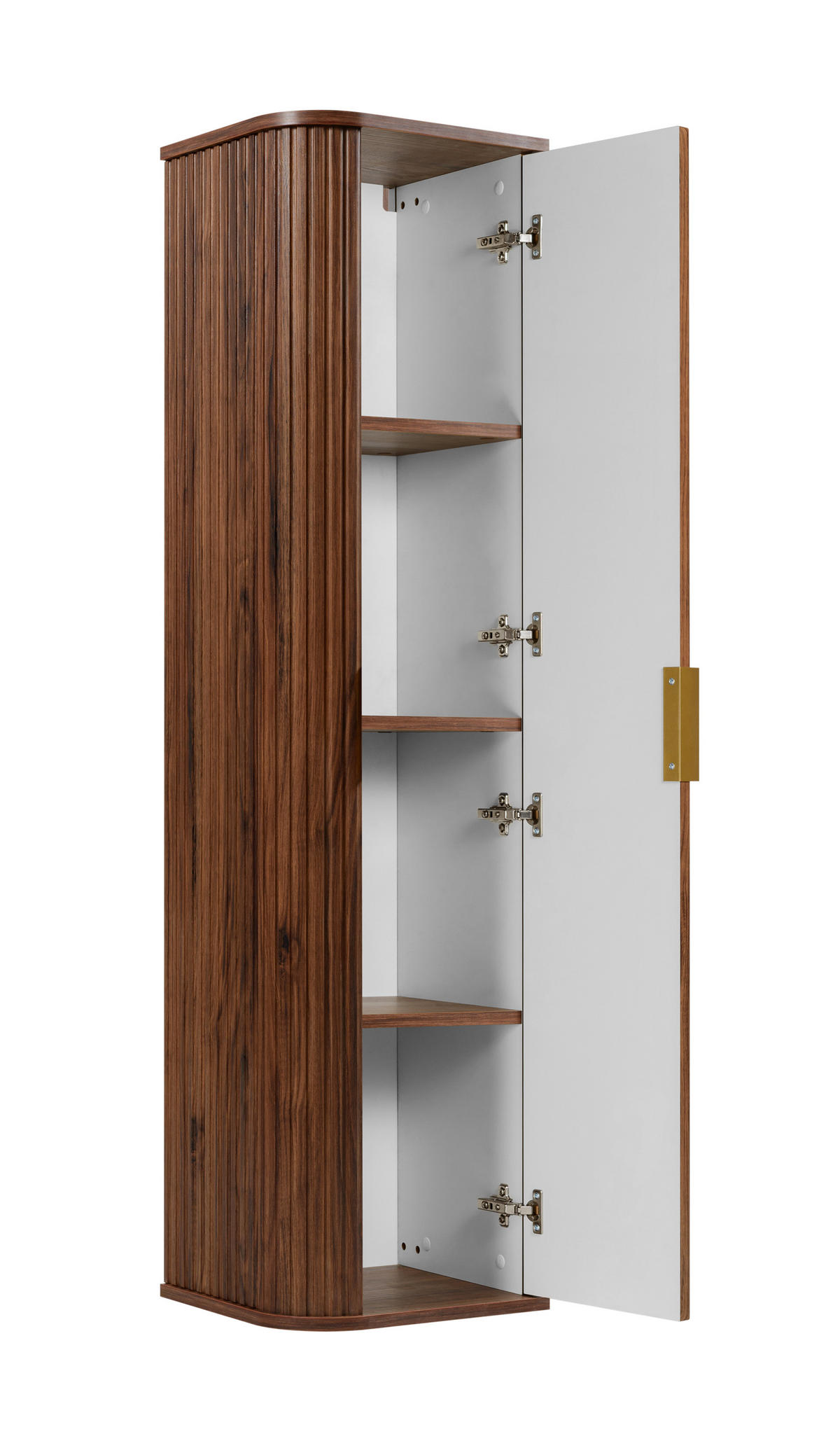 BADEZIMMERSCHRANK, Eiche-Nussbaum, Goldener Griff, 35,5 x 139 x 31,5 cm - Dunkelbraun/Goldfarben, Holzwerkstoff/Kunststoff (35.5/139/31.5cm) - 3XE LIVING