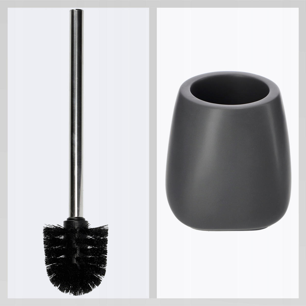 TOILETTENBÜRSTE 36 x 12 cm, grau 2 Stk. - Grau, Keramik/Kunststoff (12/36cm) - KADAX