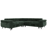 ECKSOFA QUADRO L - Dunkelgrün Cord - Rechts Seite - Dunkelgrün/Schwarz, Textil/Metall (269/269cm) - MKS