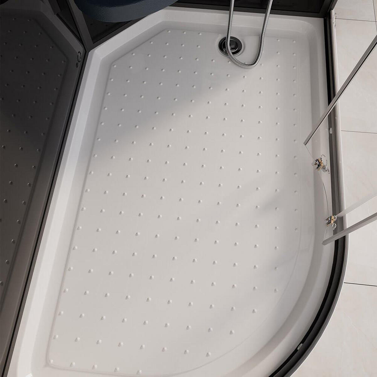 DAMPFDUSCHE BLACK PEARL - Schwarz, 120 x 80 cm Links - Schwarz, Glas (80cm) - Home Deluxe