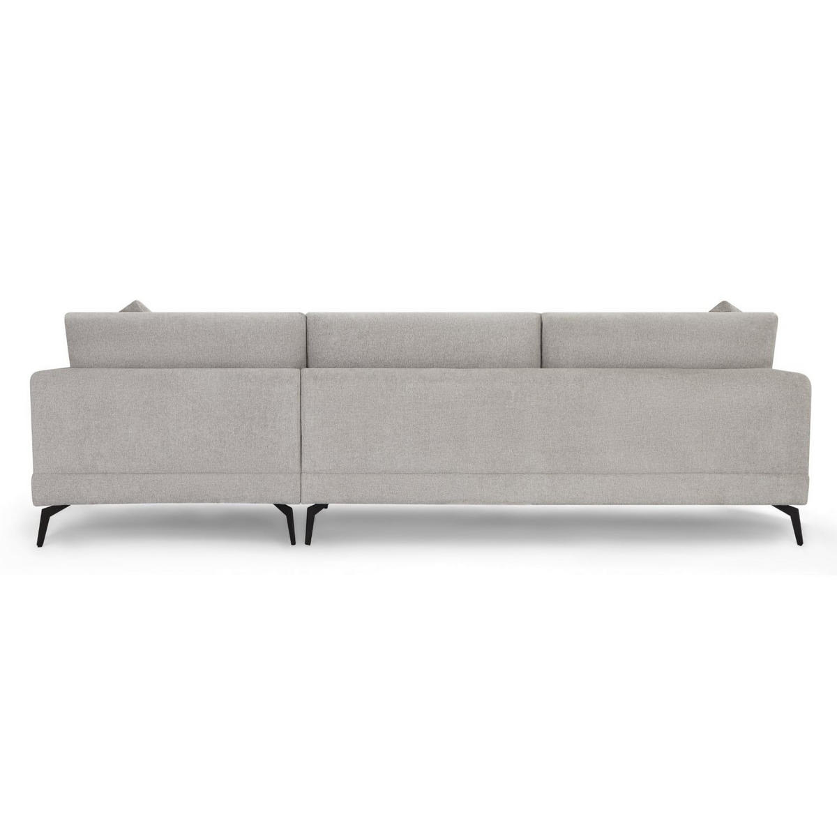 ECKSOFA Webstoff Grau - Schwarz/Grau, Textil/Metall (290/95cm) - Furnhouse