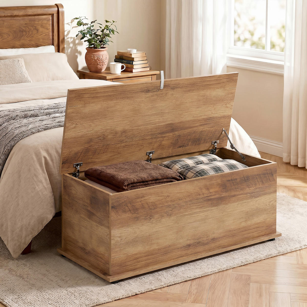 SITZTRUHE Braun 100/40/40 cm - Braun, Holzwerkstoff (40/40/100cm) - PANGIVO