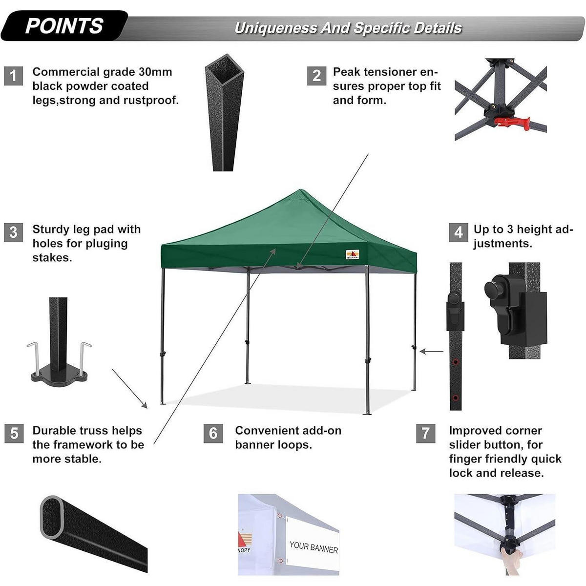 PAVILLON Pop-Up 2,5 x 2,5 M Dunkelgrün Wasserdicht - Olivgrün, Textil (250/210/250cm)