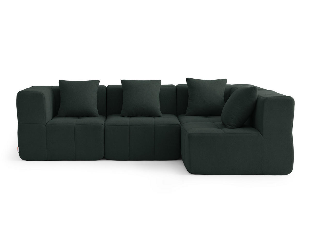 ECKSOFA Bouclé-Stoff Waldgrün - Waldgrün, Textil (260/175cm) - MILYsofa