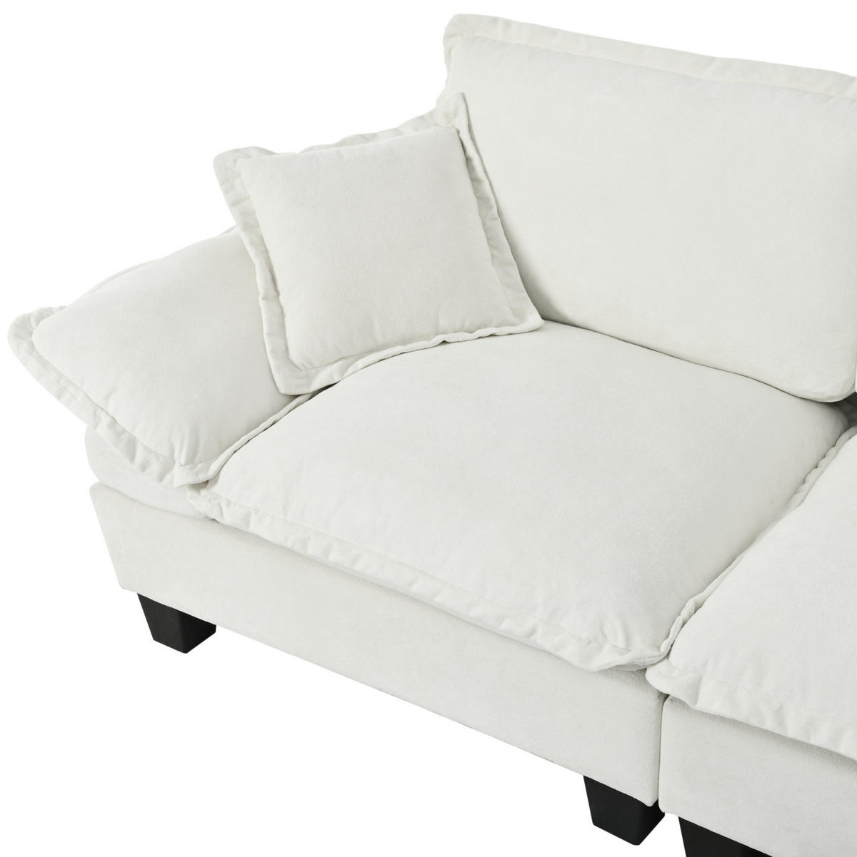 ECKSOFA 194/151/90 cm beige aus Chenille mit Ottomanen - Beige, Textil (151/194cm) - OKWISH