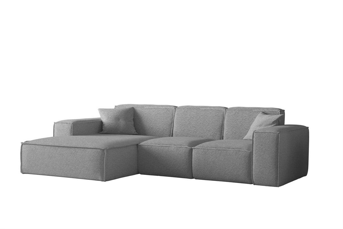 ECKSOFA Ottom Celes Premium Ascot Bukla - Grau, Holzwerkstoff/Textil (266/165cm) - Fun Möbel