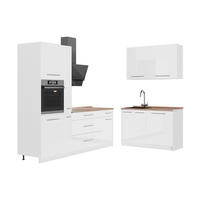KÖK Fame-Line, Vit högblank/Vit, 220 x 120 cm, AP Oak - Vit/Vit högglans, Träbaserade material (220/206.8/60cm) - Vicco