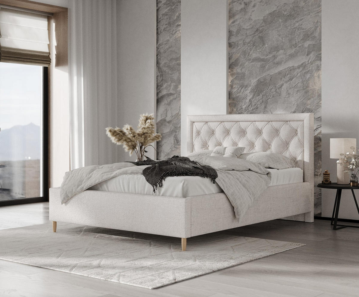 POLSTERBETT Lido 120/200 cm Hellbeige im Neve Stoff - Sandfarben/Naturfarben, Holz/Holzwerkstoff (120/200cm) - AltaBeds