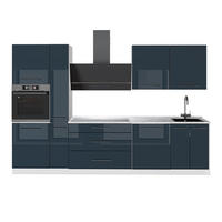 CHICINETĂ Fame-Line, Albastru închis înalt lucios/Alb, 310 cm fara blat - alb/albastru închis, compozit lemnos (310/206.8/51.6cm) - Vicco