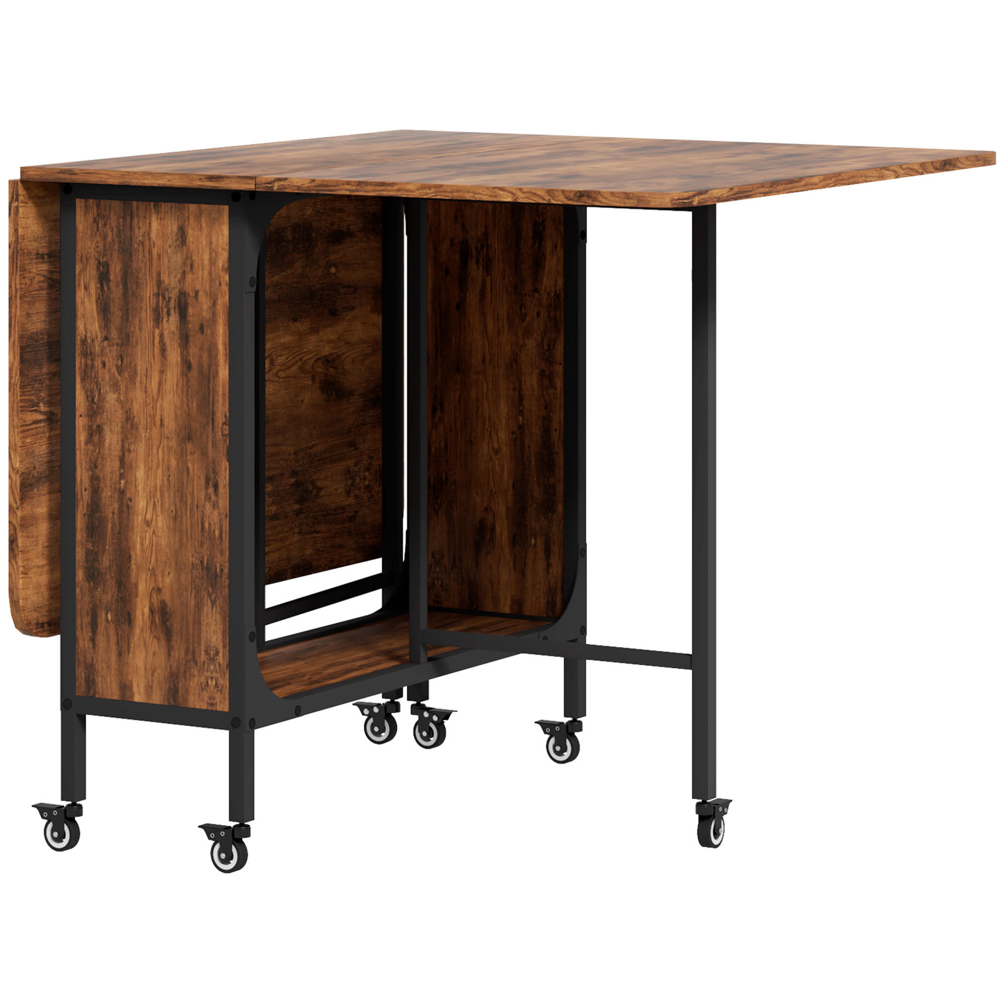 ESSTISCH klappbar, Mobiler Klapptisch für 6 Personen, mit Ablage Hellbraun - Braun, Textil (130/80/74cm) - HOMCOM