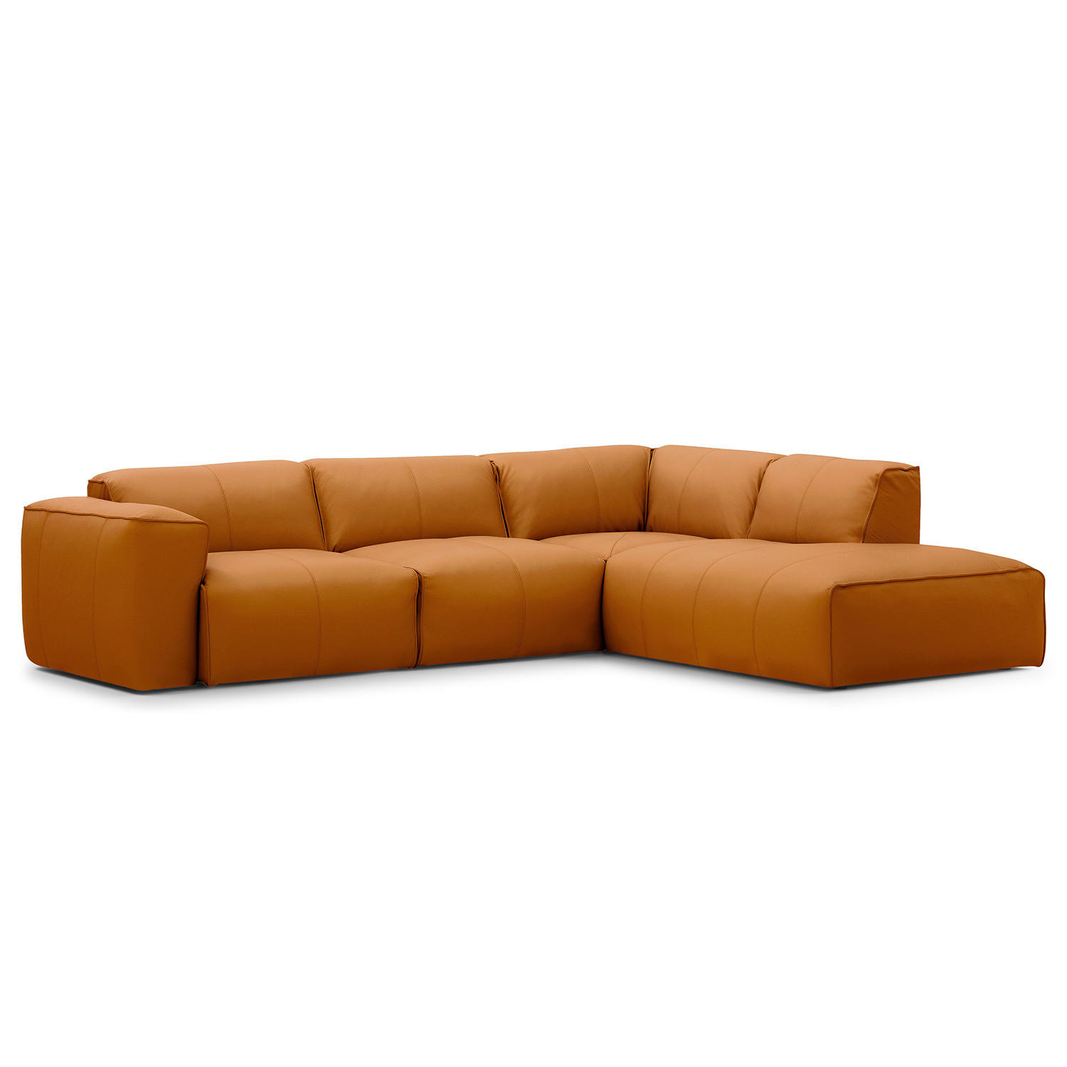 3-SITZER ECKSOFA mit Recamiere - Cognac/Schwarz, Leder/Kunststoff (295/231cm) - home24