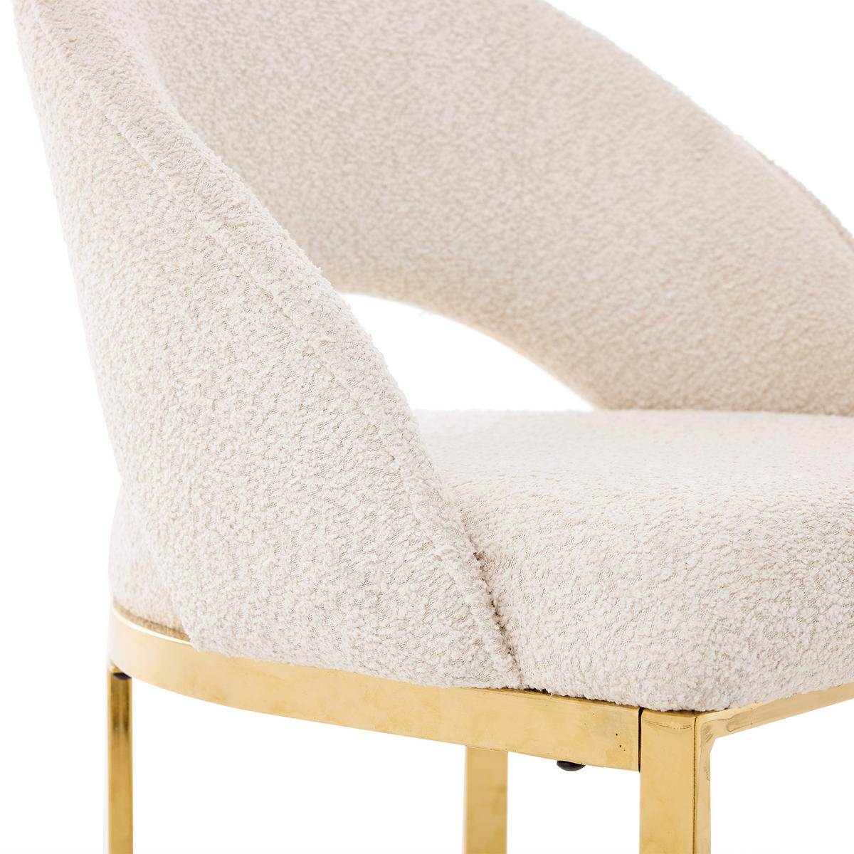 ESSZIMMERSTÜHLE 2er-Set Bouclé Gold Metall Beige - Beige/Goldfarben, Textil (59/80/56cm) - FLIEKS