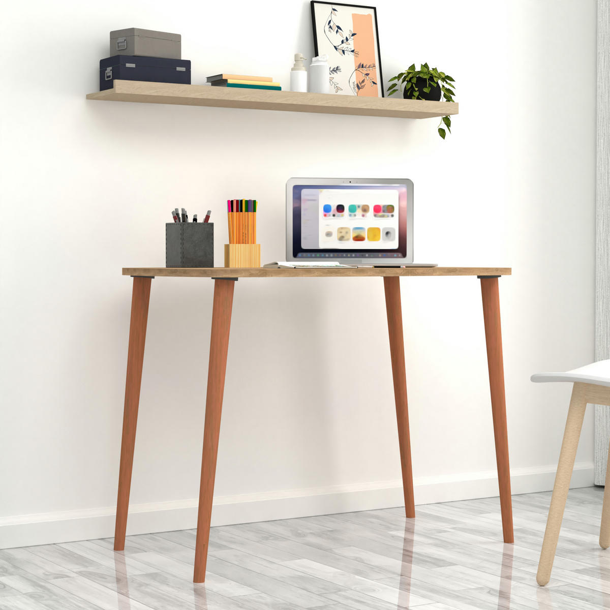 SCHREIBTISCH Kongsberg - Eichefarben/Naturfarben, Holz/Holzwerkstoff (60/90/70cm) - [en.casa]